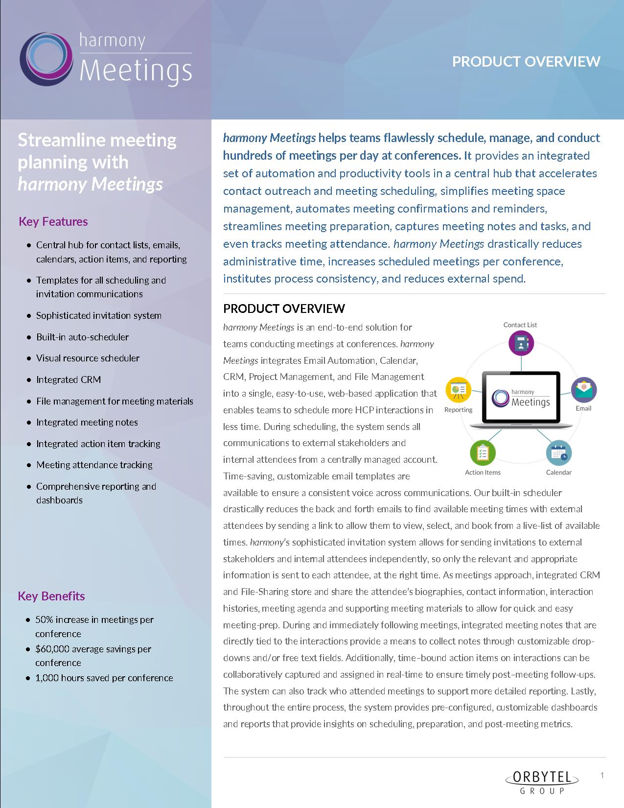 harmony Meetings fact sheet cover